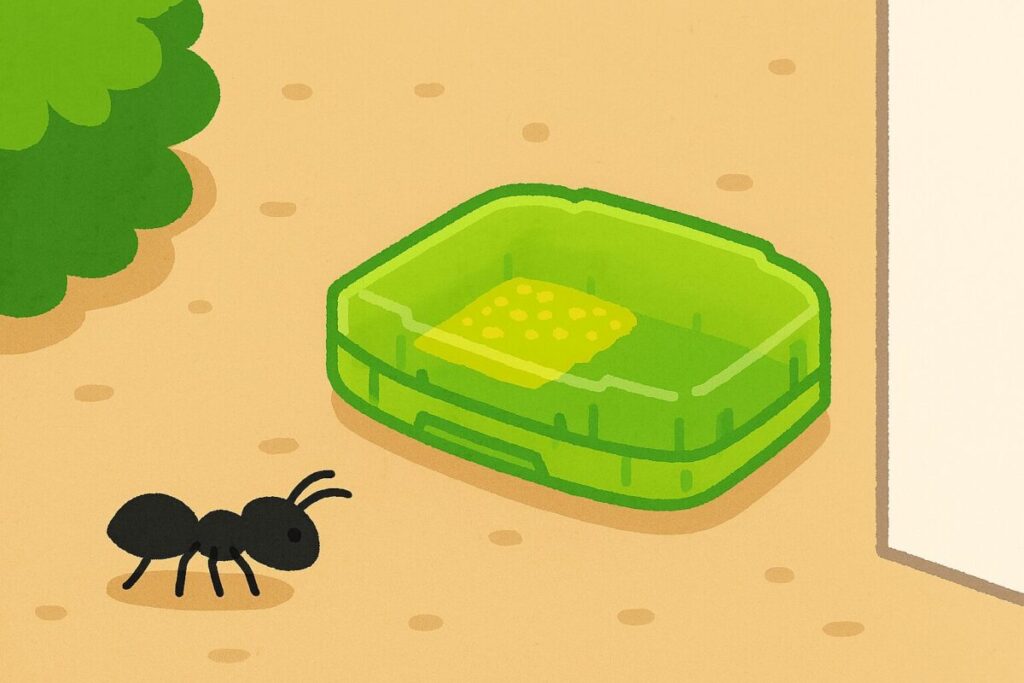 アリがアリの巣コロリを素通りしているイラスト