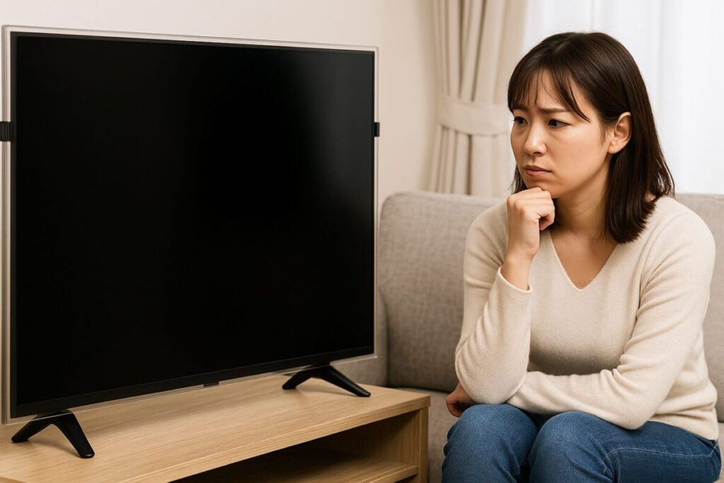 有機ELテレビを保護パネルで守り、子どもが安心して近くで遊んでいる様子